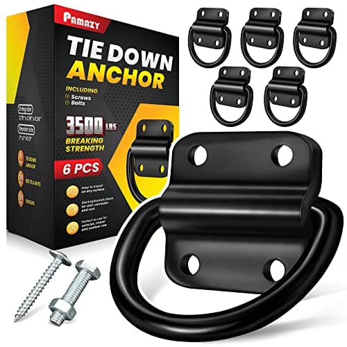 PAMAZY Heavy-Duty Steel D-Ring Tie-Down Anchors, 3,500 lb, 6-pack